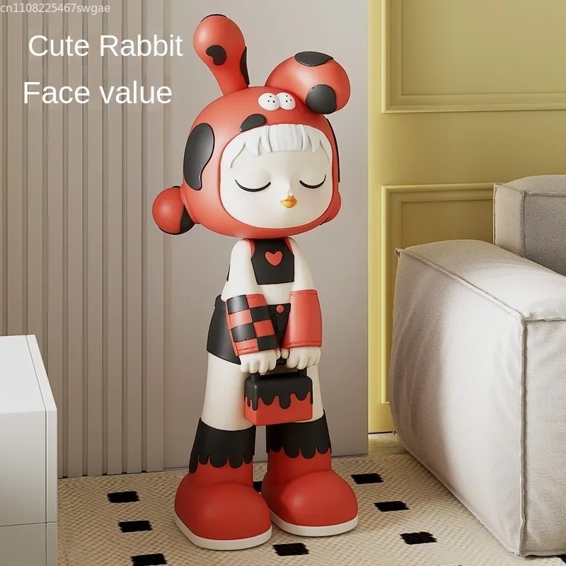 Resin Art Store - アートカートゥーンガール像 室内ファッションキャラクターモデル レジン工芸品 店舗 オフィス装飾アクセサリー モダンホームデコレーション