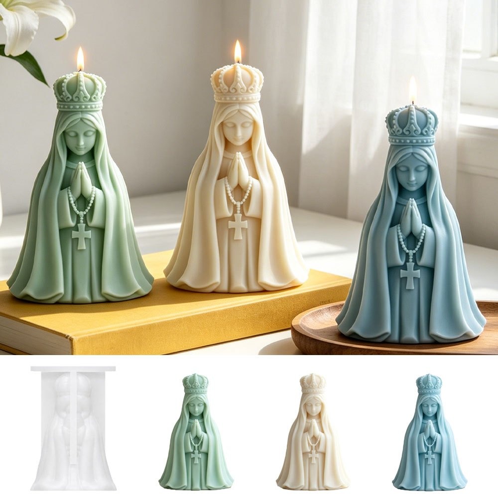Resin Art Furniture - 3Dクラウン聖母マリアシリコンキャンドル型 祈りの少女の形 DIY香り付きキャンドル 石膏樹脂 ホームデコレーション＆手作りギフト用