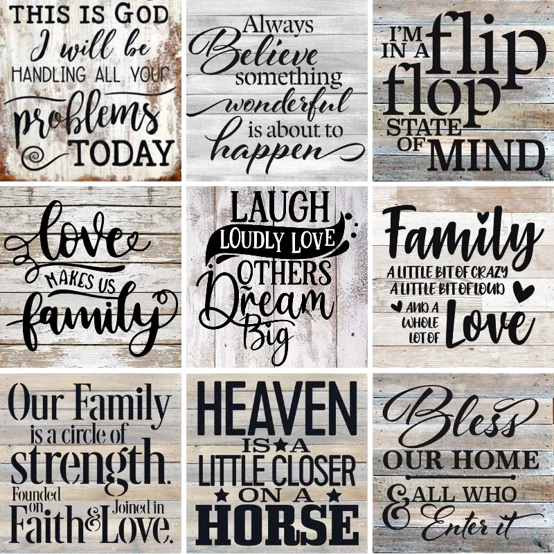 Resin Art Quote - ダイヤモンドペインティング ファミリー引用符、インスピレーションを与えることわざ 大人初心者向けダイヤモンドアートキット、DIYクラフト、5D宝石絵画アート