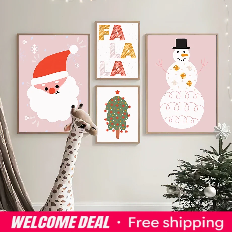 Resin Art Quote - クリスマスサンタ クリスマスツリー ファララ引用ポスター ミニマリストプリント ダイヤモンドペインティング ウォールアート