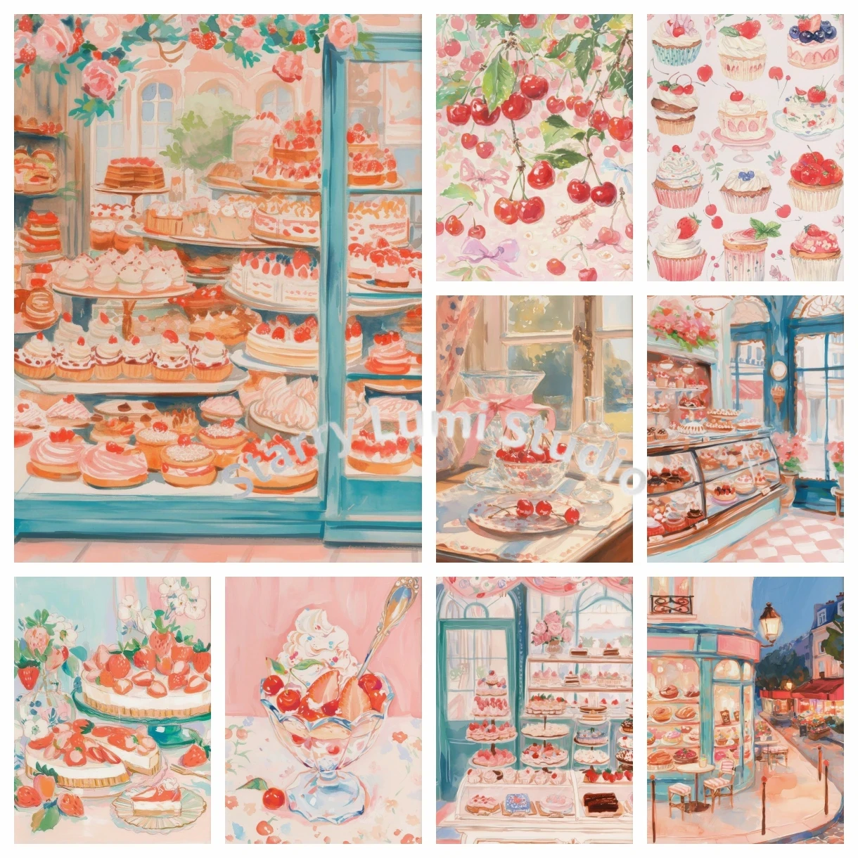 Resin Art Kitchen - DIY ダイヤモンドアート絵画キット ケーキ ベーカリー カフェ ピンク