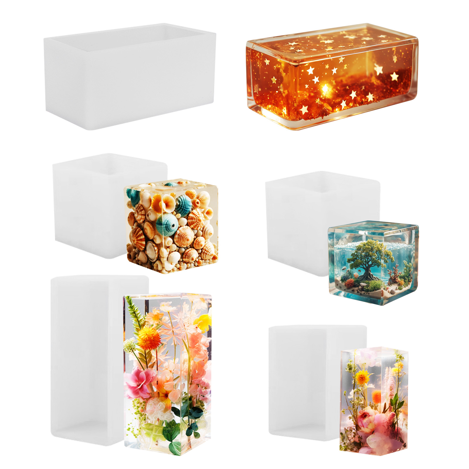 Resin Art Letters - エポキシ鋳造型シリコンモールド DIY 立方体樹脂型クリスタルエポキシジュエリー作成正方形長方形装飾 DIY アクセサリー