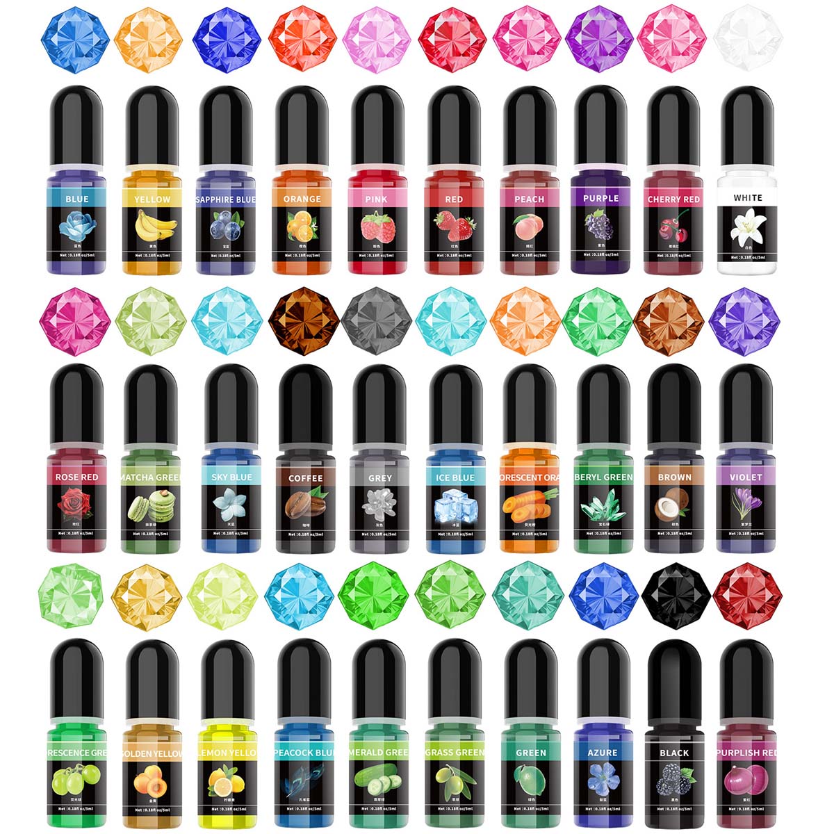 Resin Art Letters - 5ml/ボトル エポキシ樹脂顔料 液体着色剤 染料 ユニバーサルエポキシ樹脂顔料 UV