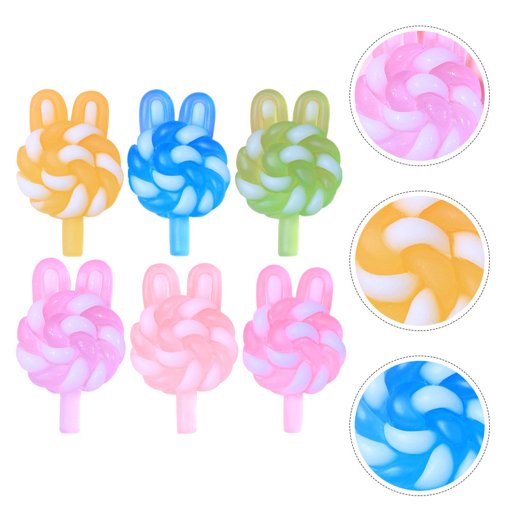 24 個のかわいい漫画ロリポップチャームウサギの形をした光る - Resin Art Store のレビューと価格