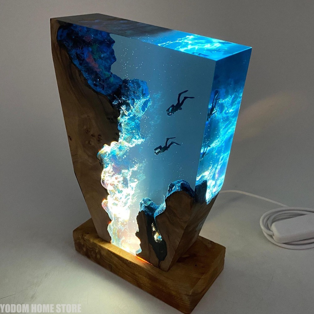 新しい海底世界生物樹脂テーブルライト創造的なアート装飾ランプ - Resin Art Lamp のレビューと価格