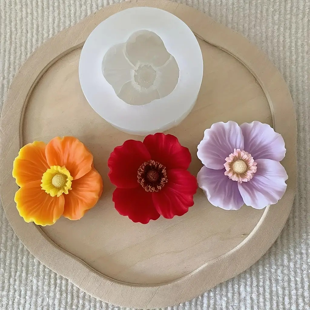花の形をしたシリコンキャンドル型、石鹸、粘土、樹脂工芸品、家 - Resin Art Furniture のレビューと価格