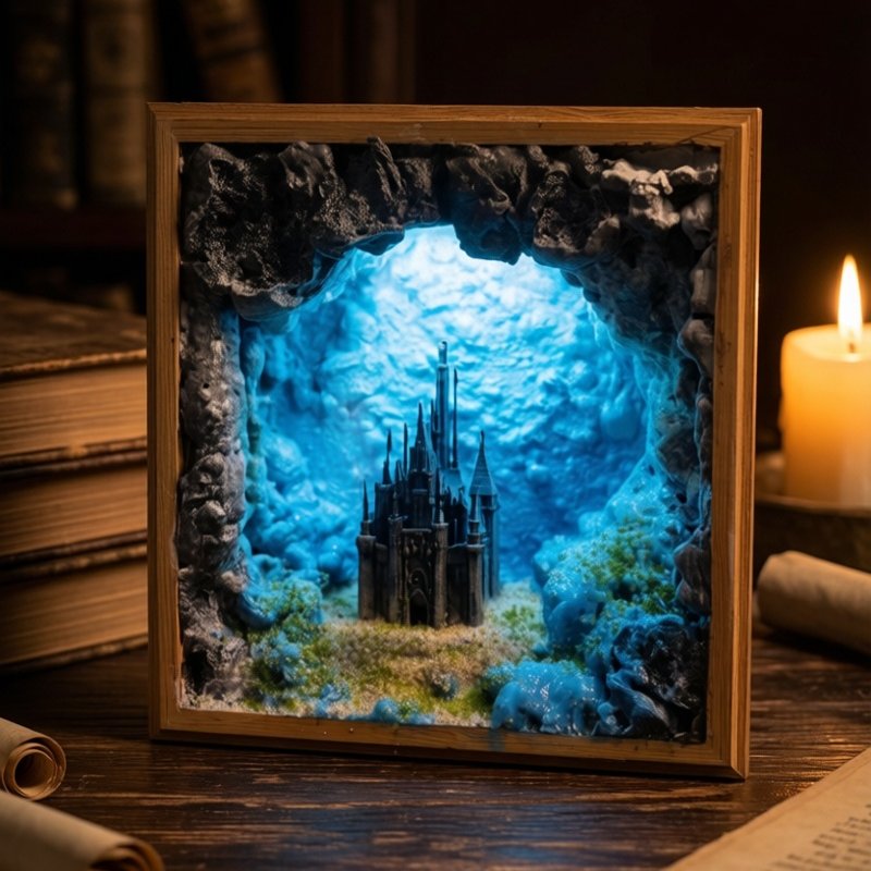 創造的な水中城のミニチュアシーン、発光彫刻、家の装飾工芸品、 - Resin Art Underwater のレビューと価格