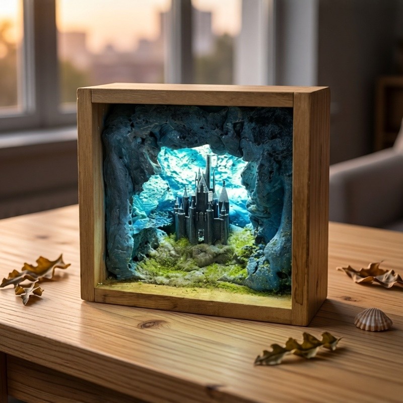 創造的な水中城のミニチュアシーン、発光彫刻、家の装飾工芸品、 - Resin Art Underwater のレビューと価格