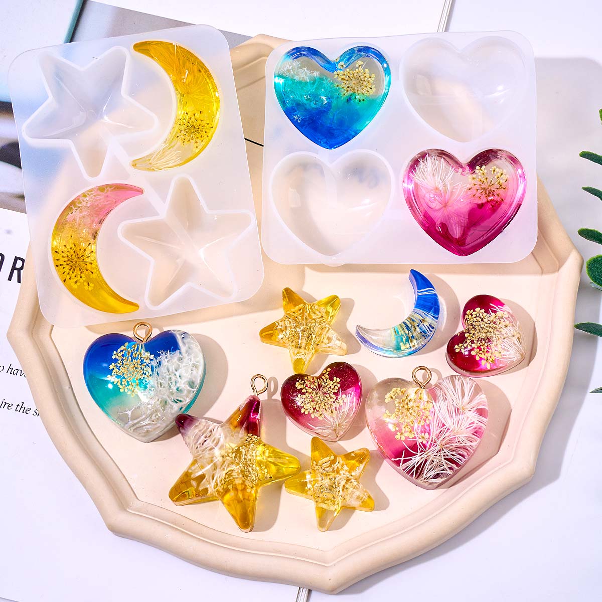 ハートスタームーンペンダントシリコンモールド DIY エポキ - Resin Art Letters のレビューと価格