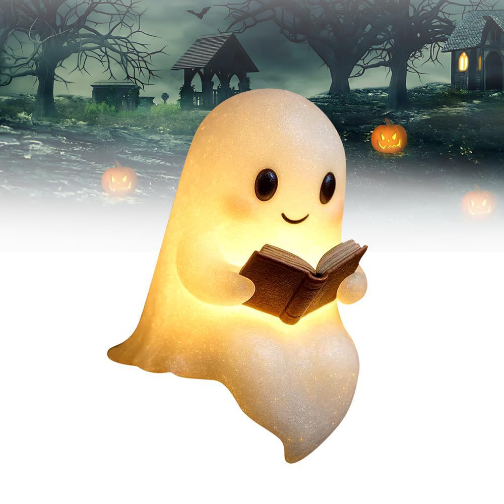 新しいキュートなゴースト読書ブックランプ、キュートなゴースト - Resin Art Lamp のレビューと価格