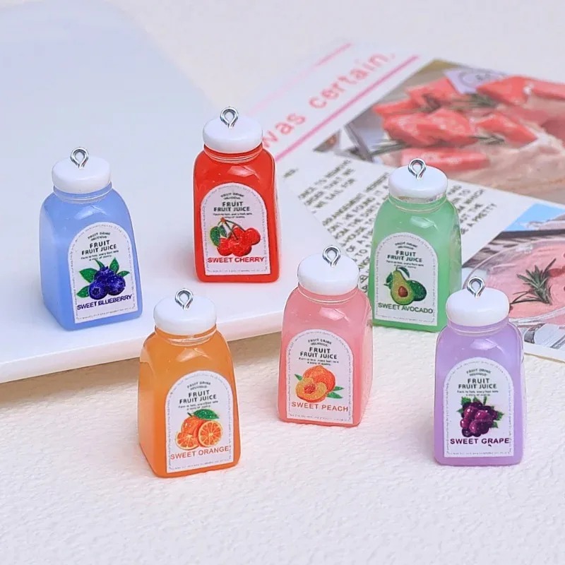 10個入り かわいいミニ3Dチェリーオレンジジュースボトル  - Resin Art Craft のレビューと価格