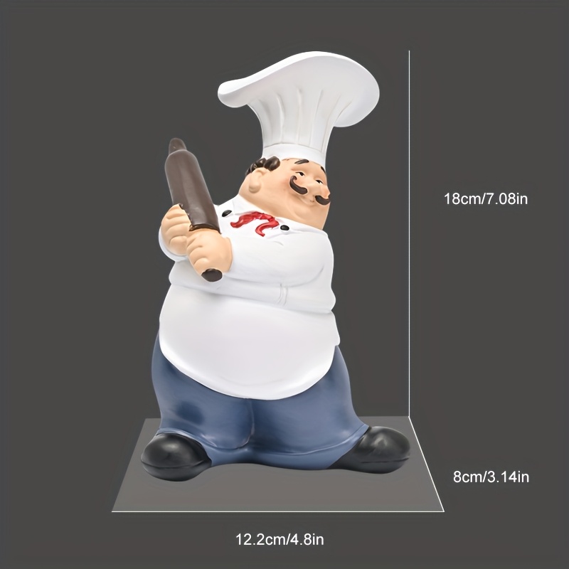 口ひげシェフ-シェフ樹脂像、ローリングピンを振る、キッチン装 - Resin Art Kitchen のレビューと価格