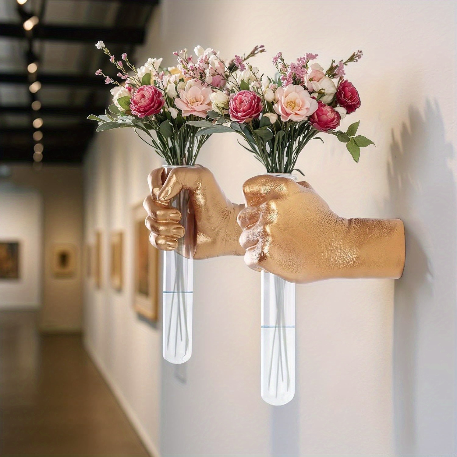 1個の壁掛けアート彫刻、手の形をした樹脂製の拳型花瓶、ガラス - Resin Art Youtube のレビューと価格