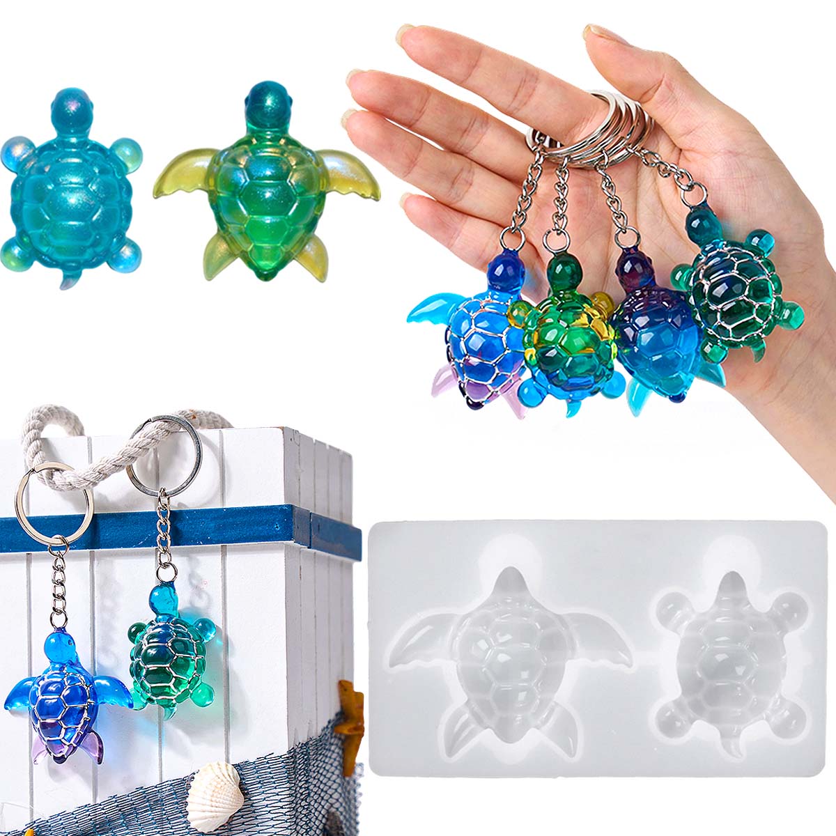 3D ウミガメキーホルダーシリコーン型 DIY 海洋テーマ動 - Resin Art Letters のレビューと価格