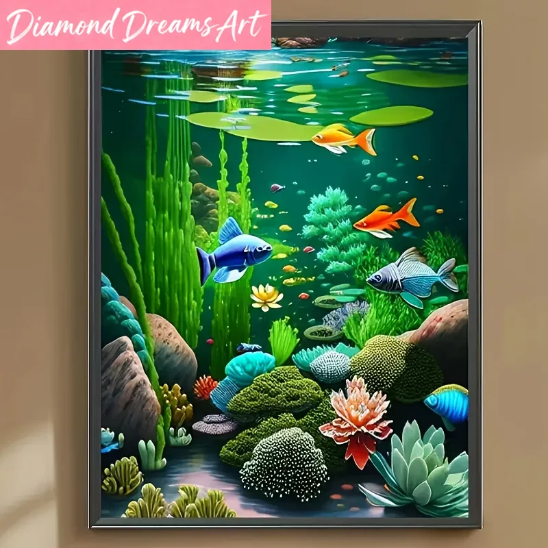 フレームレス、ダイヤモンドアート絵画、水中世界、フルダイヤモ - Resin Art Underwater のレビューと価格